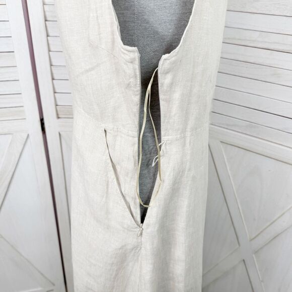 Tahari Linen Sleeveless A Line Dress Tan Beige 8 Knee Length - Picture 6 of 11